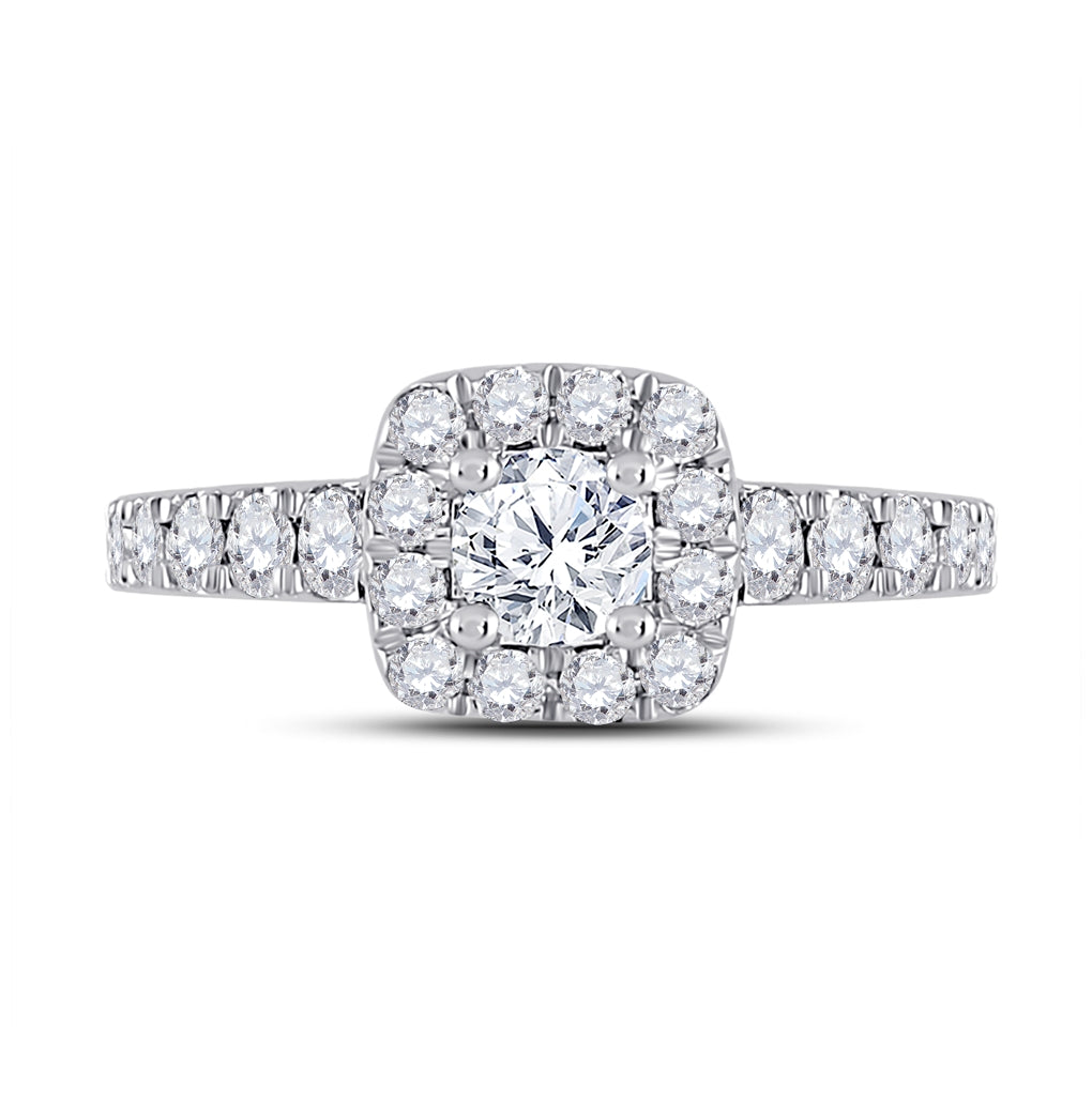14K White Gold Round Diamond Halo Bridal Wedding Engagement Ring 1-1/2 Cttw, Womens Size: 5-10