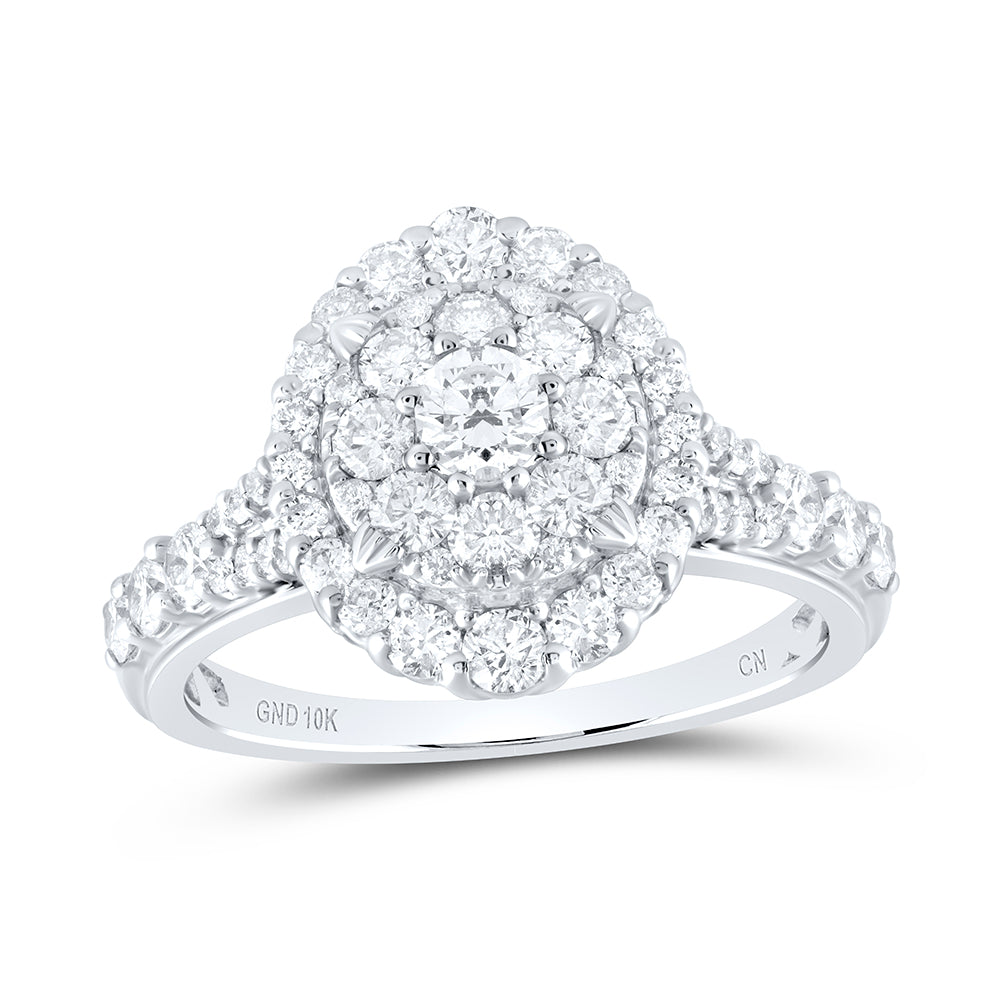 10K White Gold Round Diamond Oval Bridal Wedding Engagement Ring 1-1/5 Cttw, Womens Size: 5-10