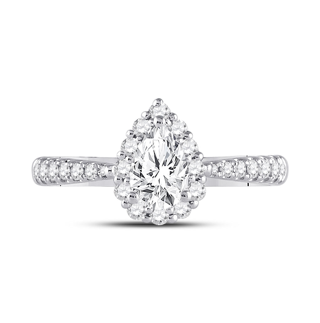 14K White Gold Pear Dia. Solitaire Bridal Wedding Engagement Ring 1ctw, Women's Size: 5-10