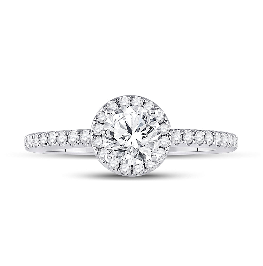 14K White Gold Round Dia. Halo Bridal Wedding Engagement Ring 1ctw, Women's Size: 5-10