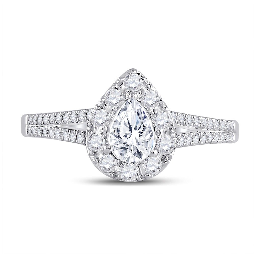 14K White Gold Pear Diamond Solitaire Bridal Wedding Engagement Ring 1 Cttw, Womens Size: 5-10