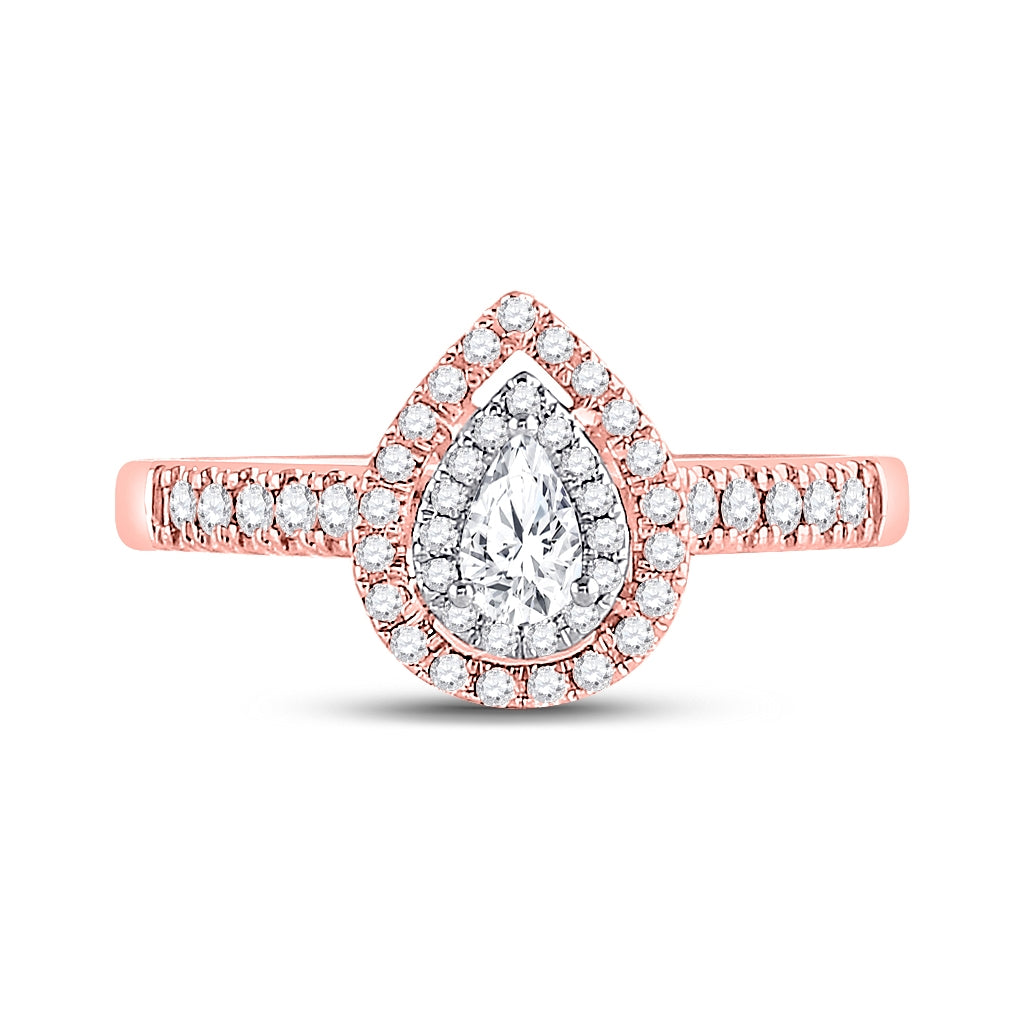 14kt Two-tone Gold Womens Pear Diamond Solitaire Bridal Wedding Engagement Ring 1/2 Cttw (certified)