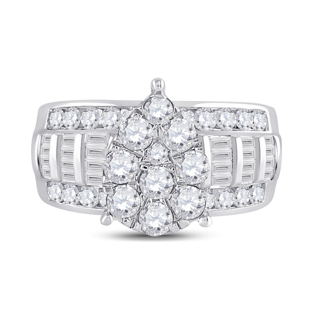 10K White Gold Round Diamond Pear Bridal Wedding Engagement Ring 2 Cttw, Womens Size: 5-10