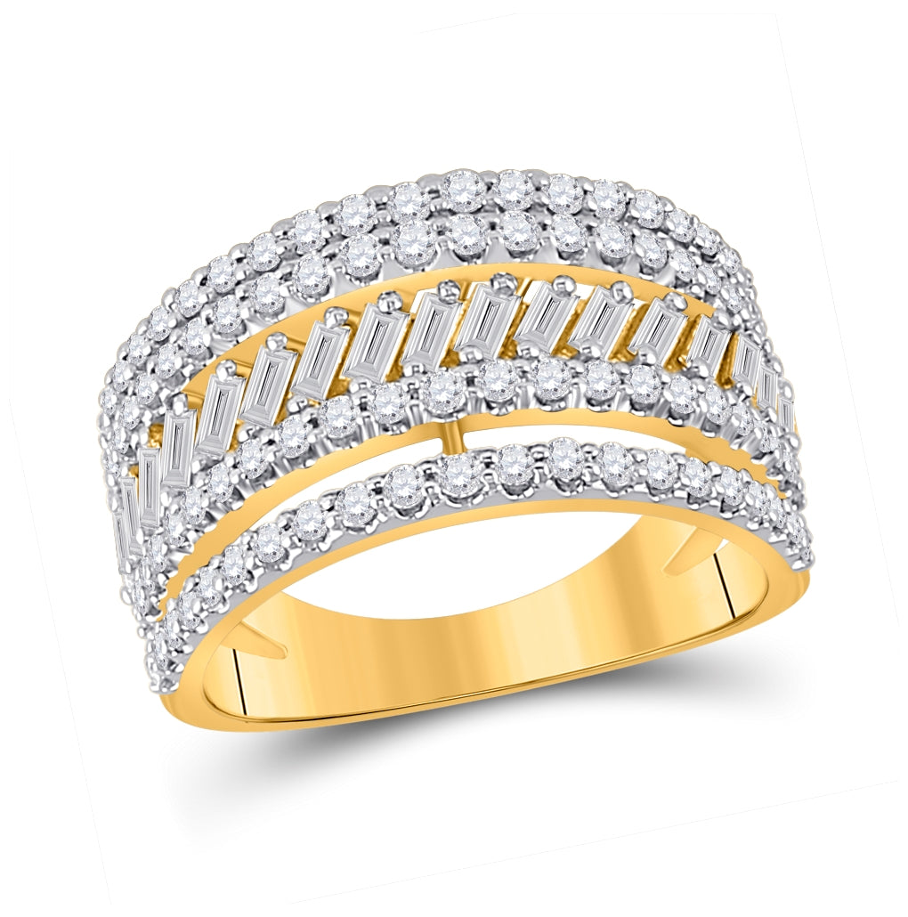 14K Yellow Gold Womens Round Diamond Right-Hand Anniversary Ring 1 Cttw, Womens Size: 5-10