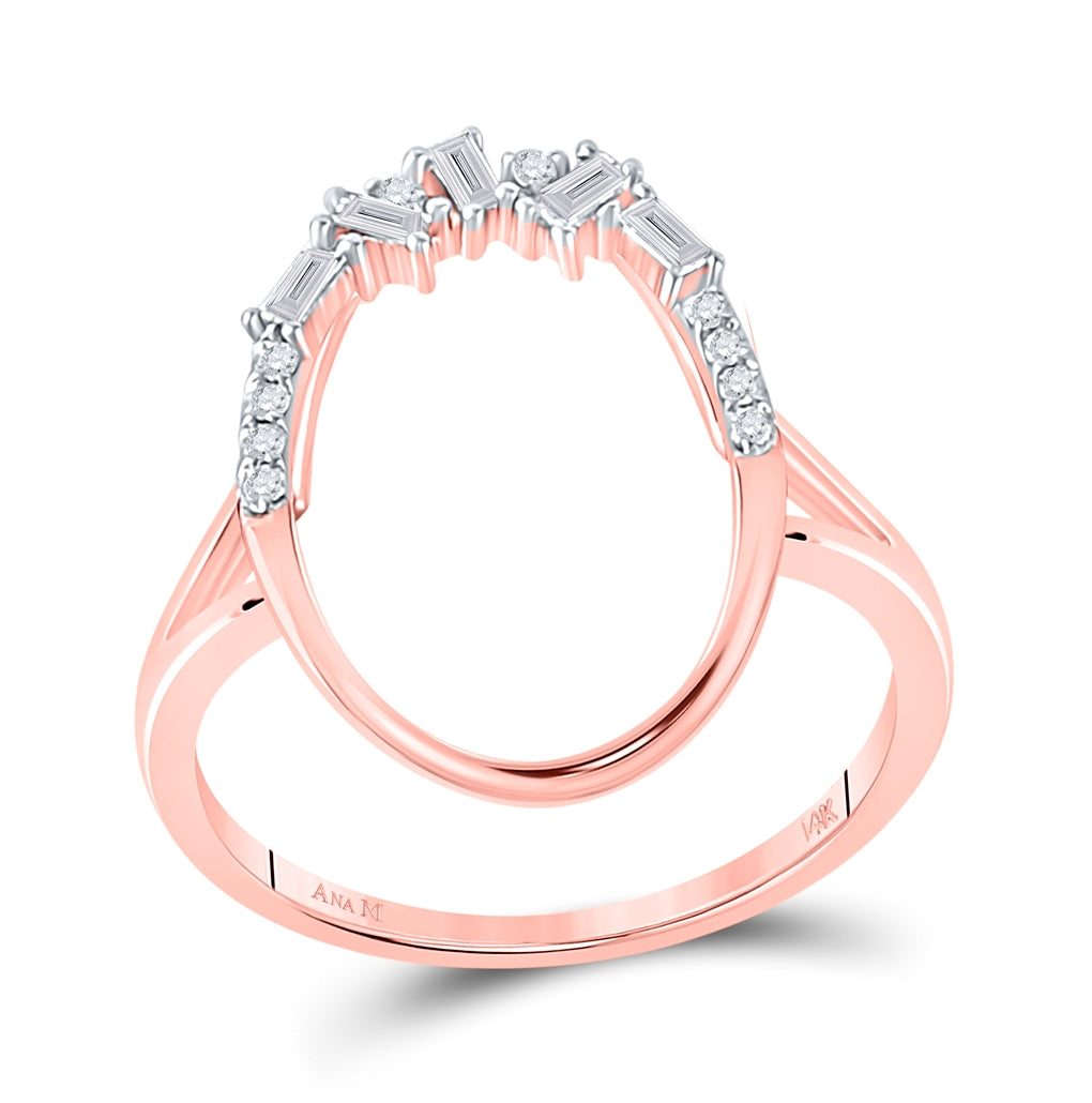 14K Rose Gold Womens Round Diamond Oval Ring 1/6 Cttw, Womens Size: 5-10