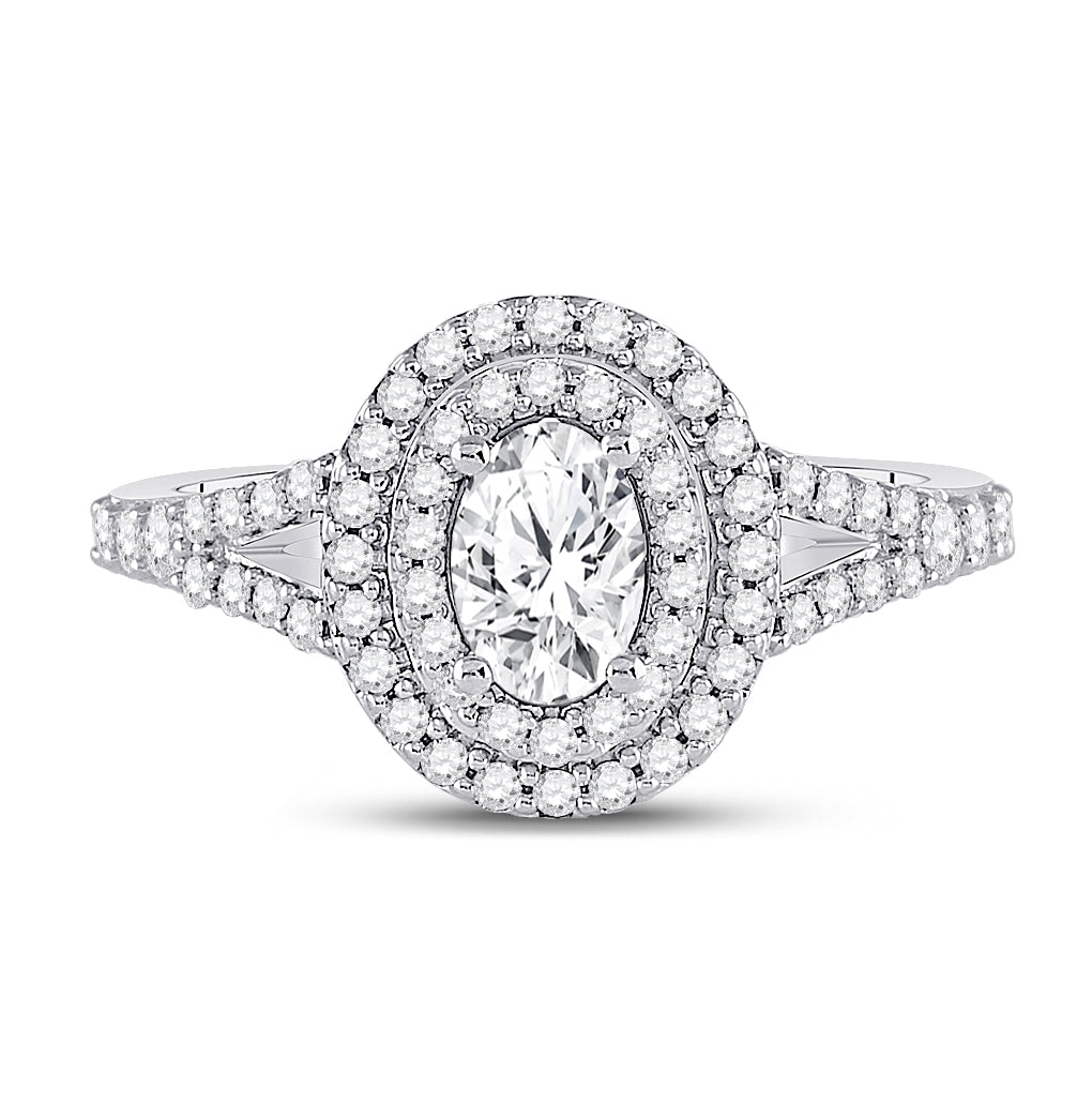 14K White Gold Oval Diamond Halo Bridal Wedding Engagement Ring 1 Cttw, Womens Size: 5-10