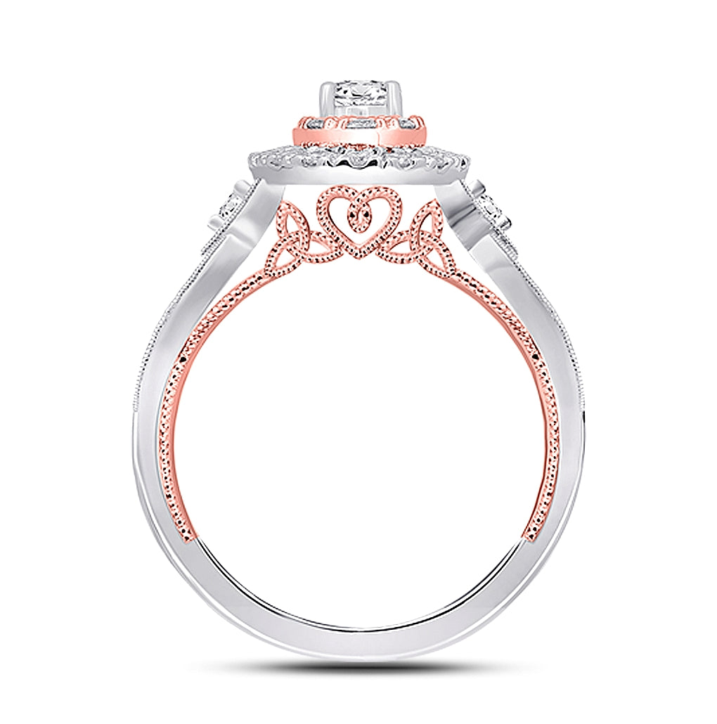 10K Two-tone Gold Round Diamond Bridal Wedding Ring Band Set 1ctw, Womens Size: 5-10