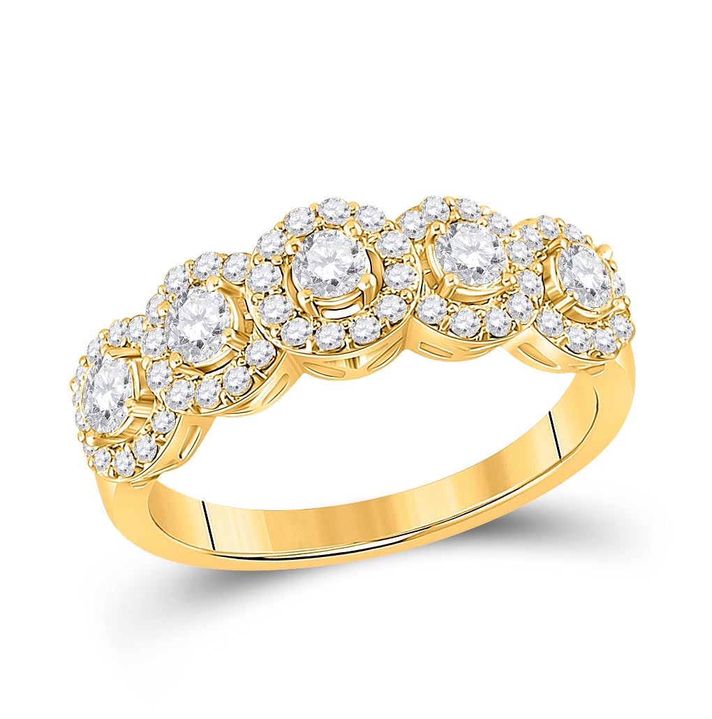 14K White Or Yellow Gold Womens Round Diamond 5-Stone Anniversary Ring , Womens Size: 5-10