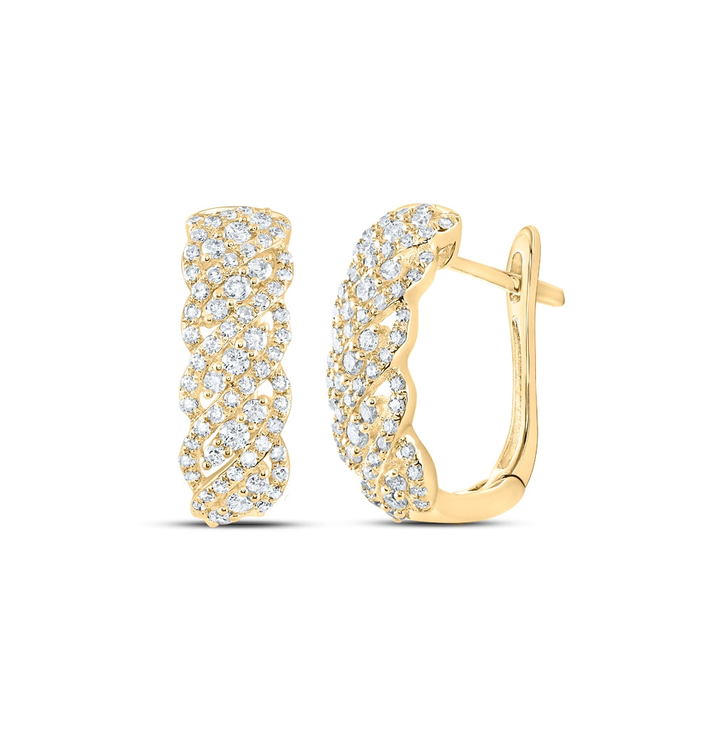14K Yellow Gold Womens Round Diamond Cascading Hoop Earrings 5/8 Cttw, Length: 0.66 In