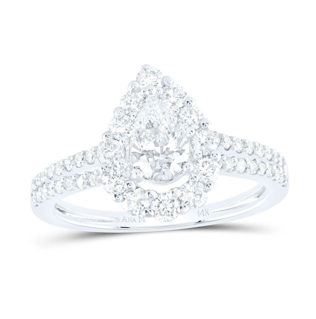 14K White Gold Pear Diamond Solitaire Bridal Wedding Engagement Ring 1-1/3 Cttw, Womens Size: 5-10