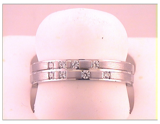 14kt White Gold Womens Round Diamond Wedding Asymmetrical Band 1/6 Cttw