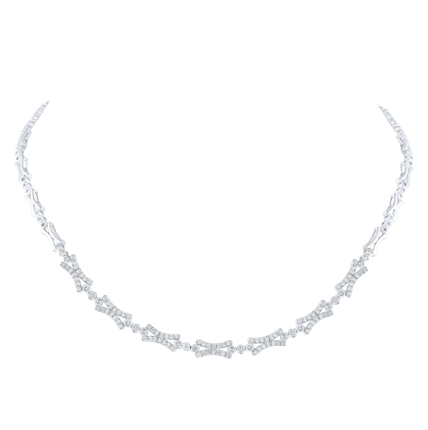 14kt White Gold Womens Round Diamond Cocktail Necklace 1-1/2 Cttw