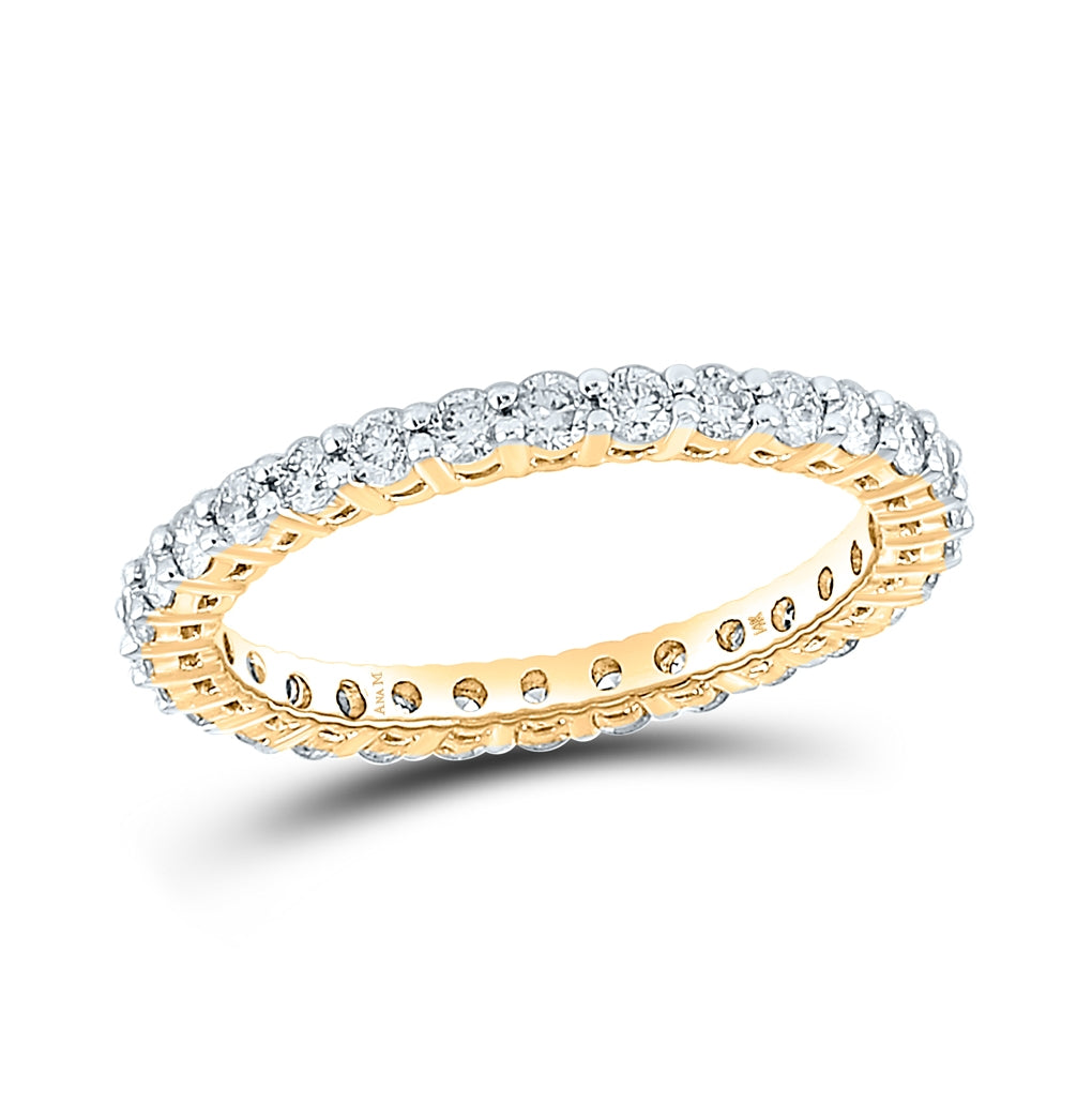 14K Yellow Gold Womens Round Diamond Eternity Wedding Band 1 Cttw, Womens Size: 5-10