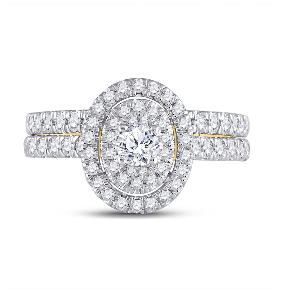 10kt Yellow Gold Womens Round Diamond Bridal Wedding Engagement Ring Band Set 1.00 Cttw (certified)