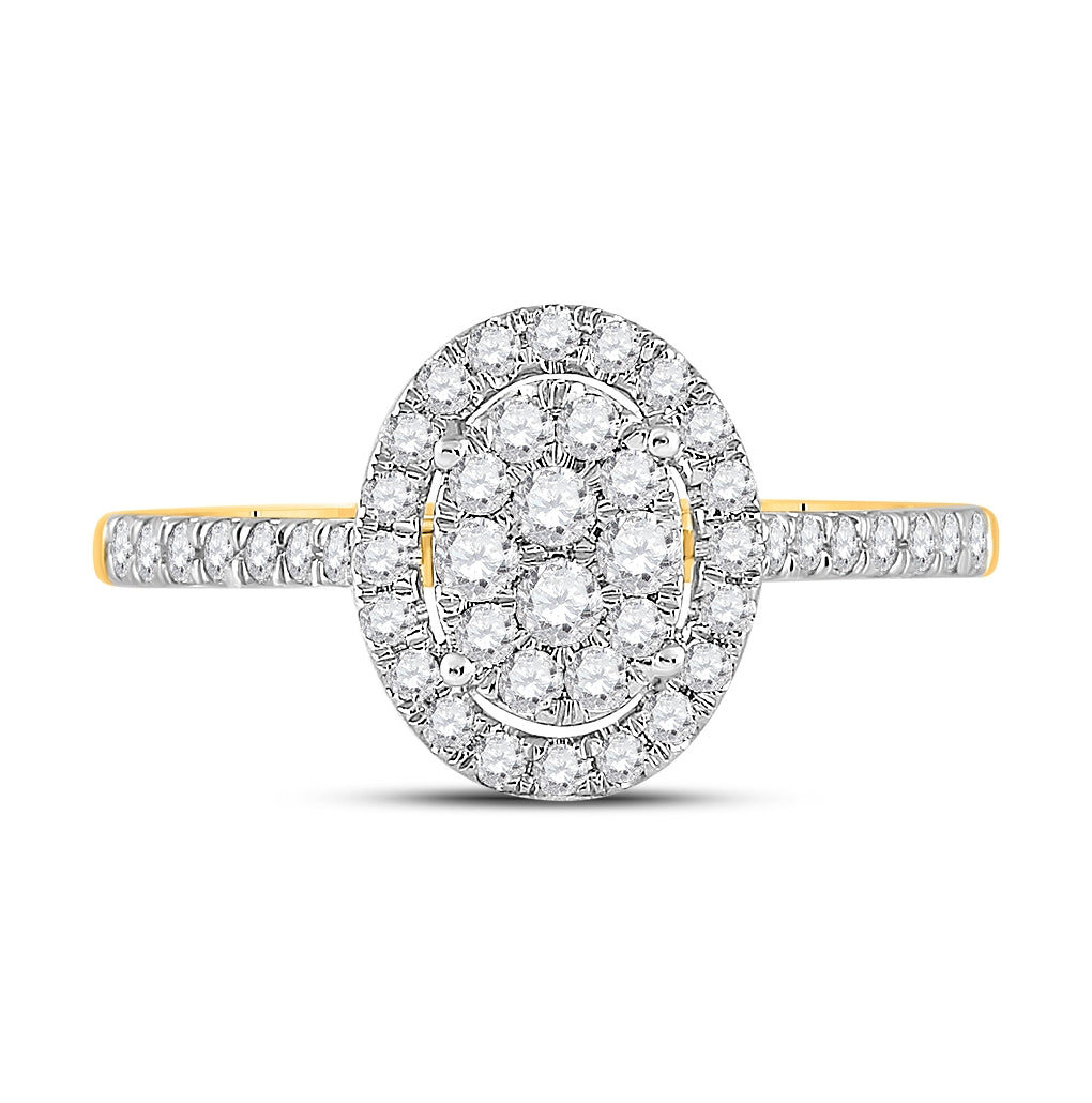 10K Yellow Gold Round Dia. Cluster Wedding Engagement Ring 1/2ctw, Women's Size: 5-10