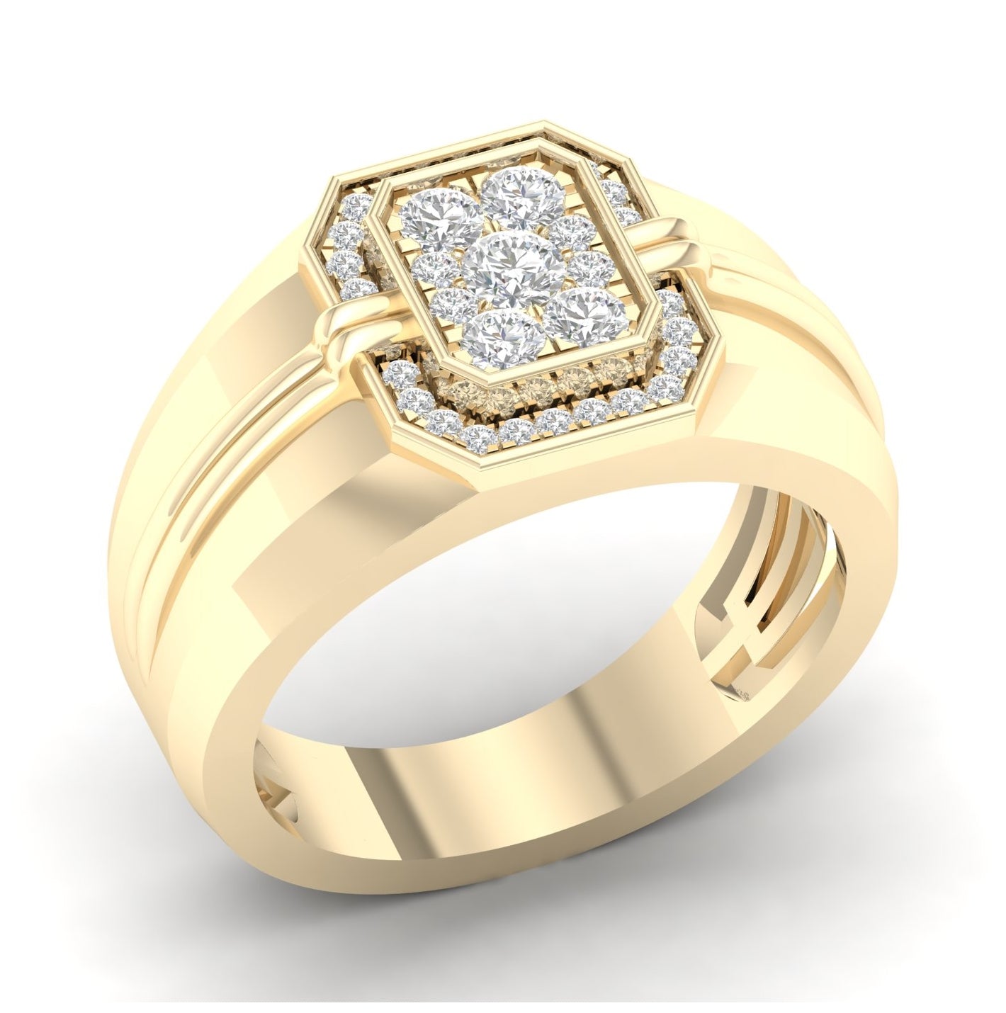 10kt Yellow Gold 1/2ct Diamond Cn Micro-pave Mens Ring
