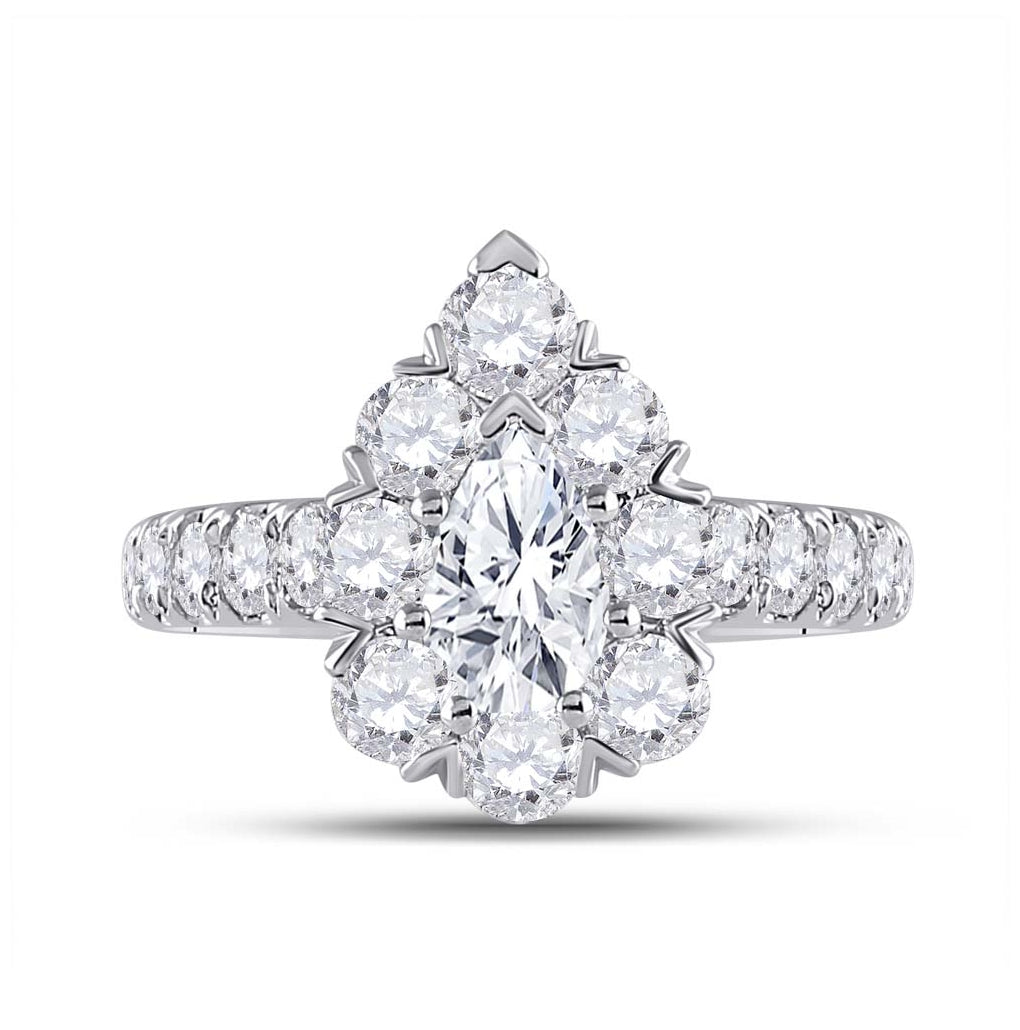 14K White Gold Pear Diamond Halo Bridal Wedding Engagement Ring 2-3/8 Cttw, Womens Size: 5-10