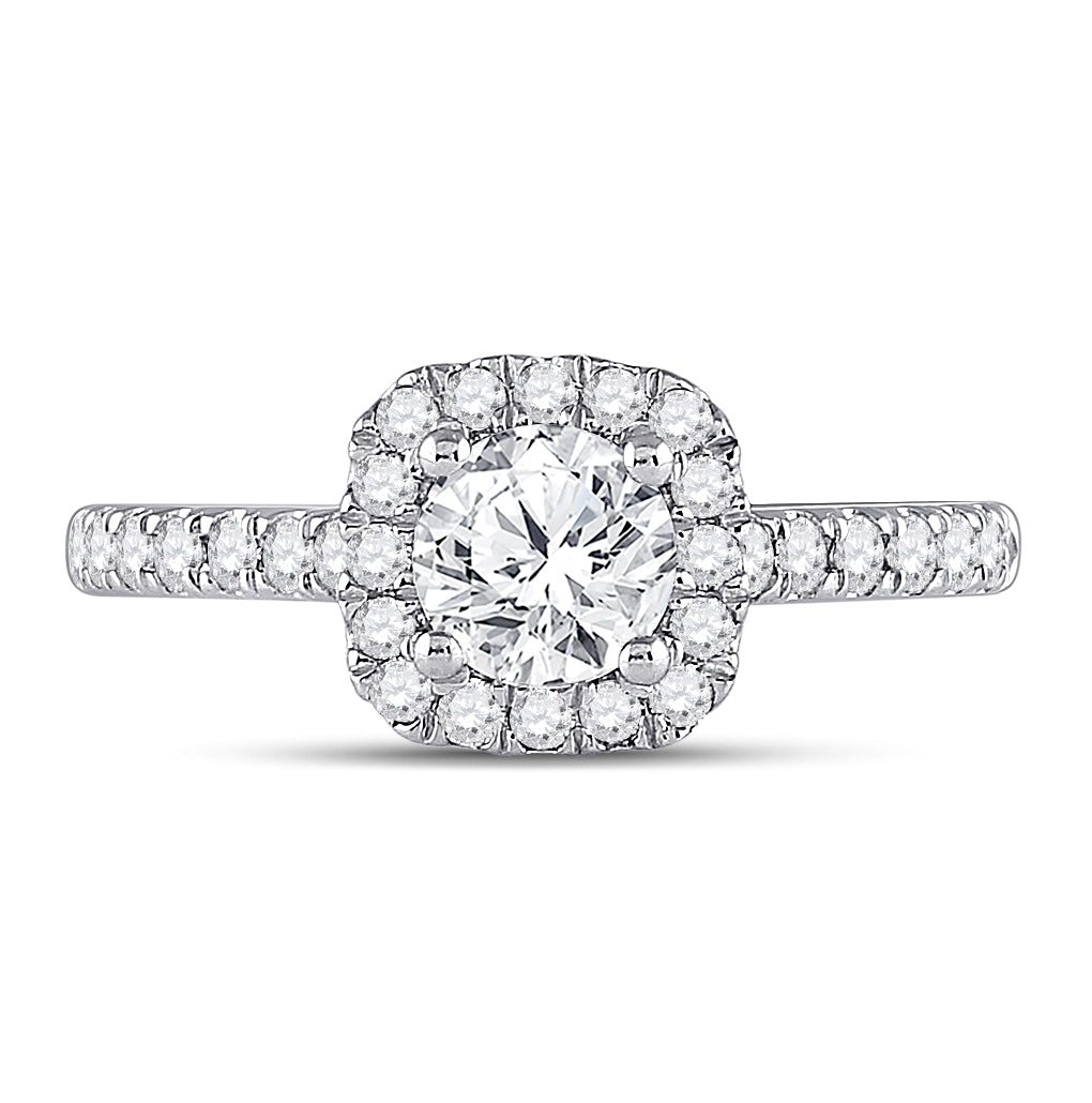 14K White Gold Round Diamond Halo Bridal Wedding Engagement Ring 1-1/3 Cttw, Womens Size: 5-10