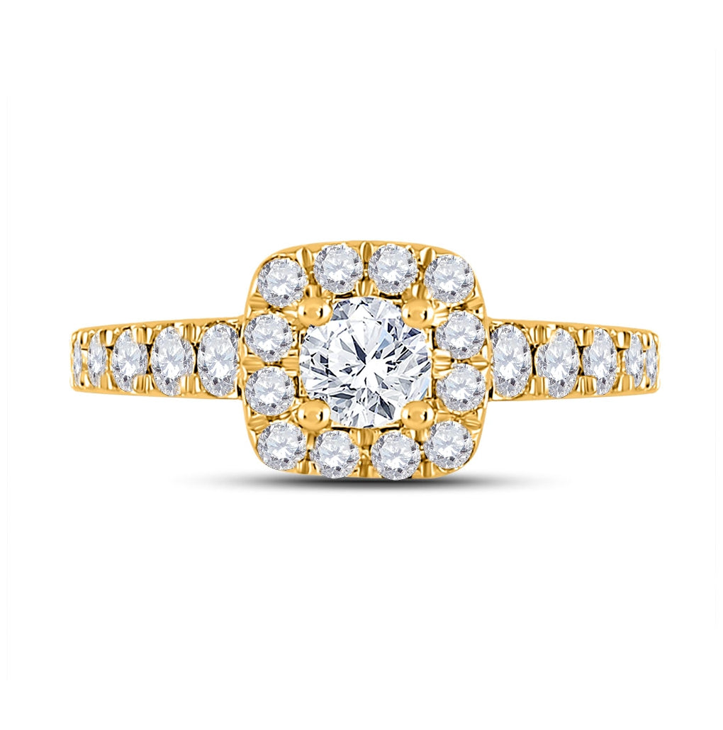 14K Yellow Gold Round Diamond Halo Bridal Wedding Engagement Ring 1-1/2 Cttw, Womens Size: 5-10