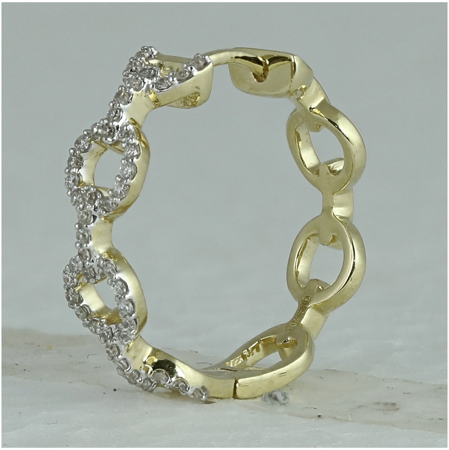 10K Yellow Gold Womens Round Diamond Cable Link Hoop Earrings 1/3 Cttw