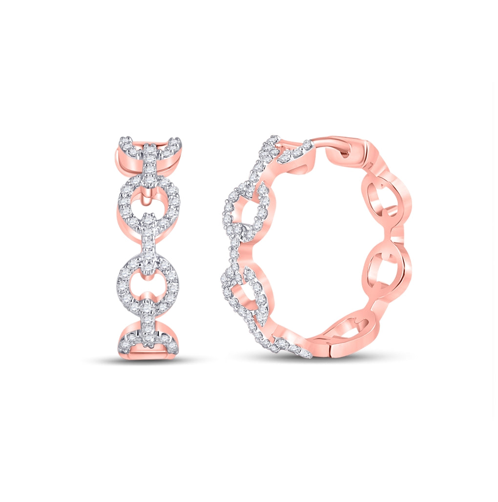 10kt Rose Gold 1/3ct Diamond Cn Fashion High Hoops Earring