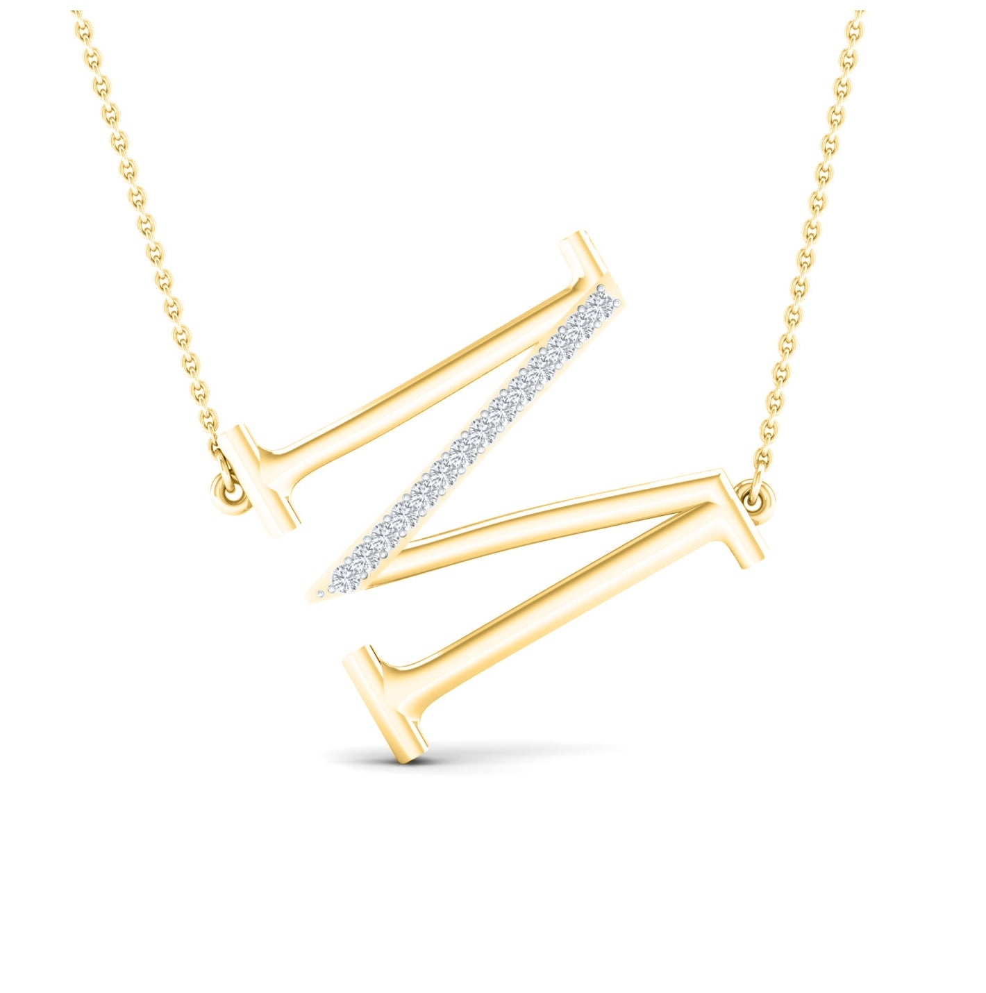 10kt Yellow Gold 1/20ctw Diamond P1p2 Ladies Initial "m" Necklace