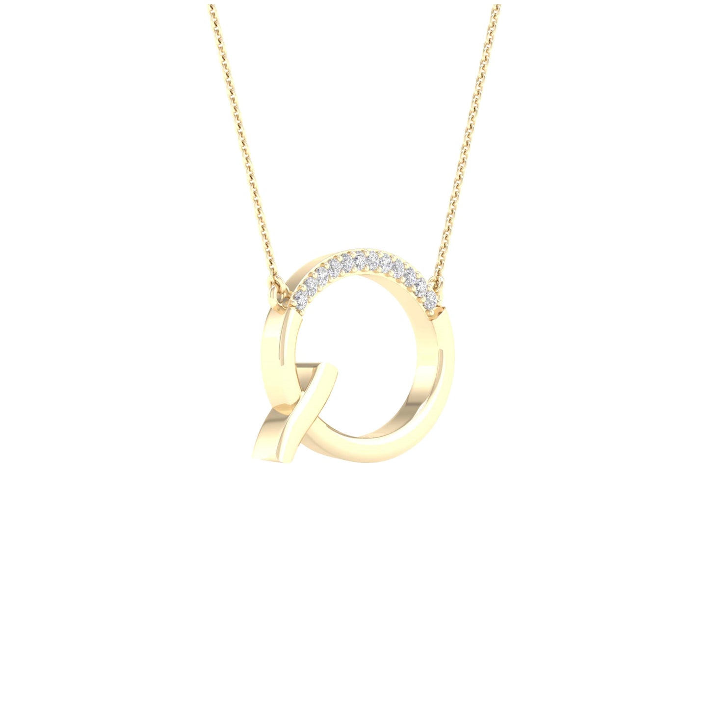 10kt Yellow Gold 1/20ctw Diamond P1p2 Ladies Initial "q" Necklace