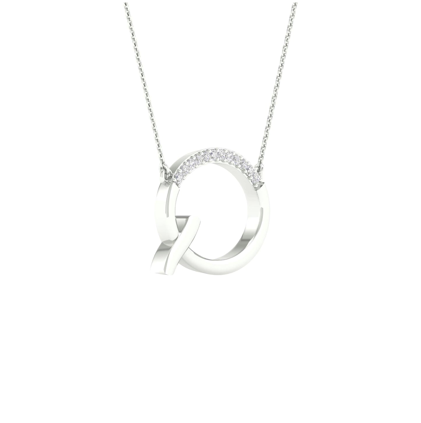 10kt White Gold 1/20ctw Diamond P1p2 Ladies Initial "q" Necklace