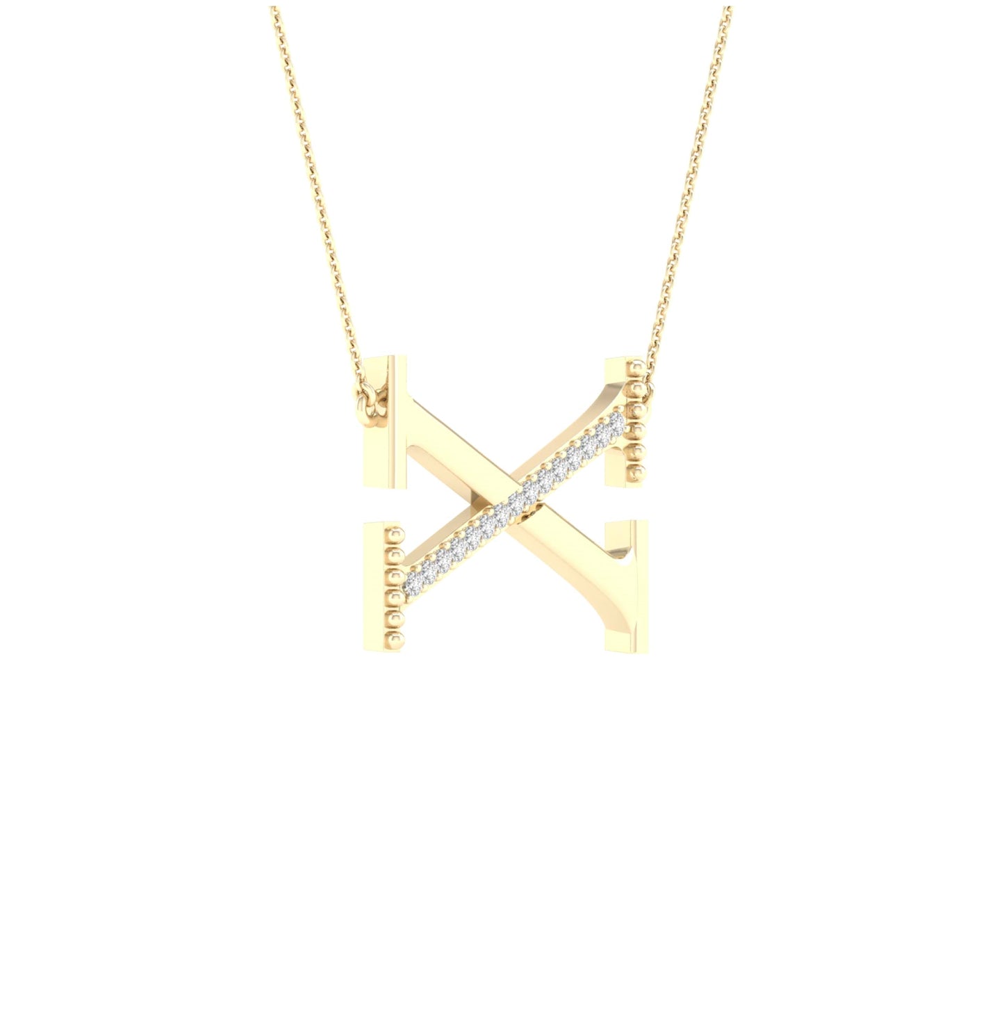 10kt Yellow Gold 1/20ctw Diamond P1p2 Ladies Initial "x" Necklace