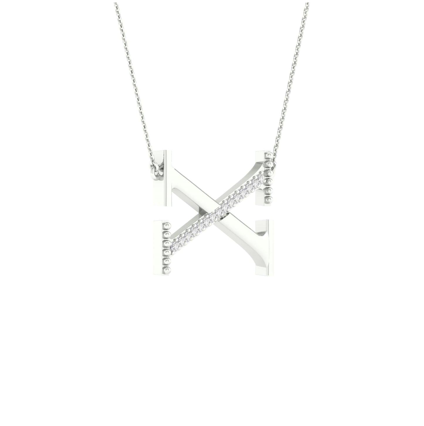 10kt White Gold 1/20ctw Diamond P1p2 Ladies Initial "x" Necklace
