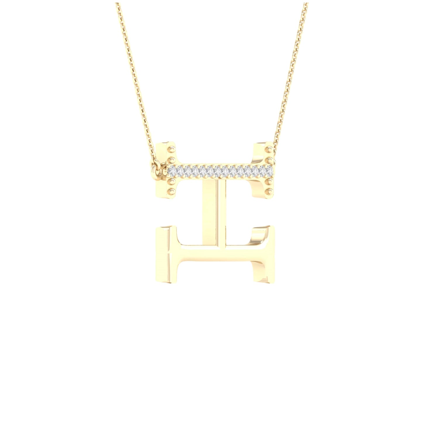 10kt Yellow Gold 1/20ctw Diamond P1p2 Ladies Initial "h" Necklace