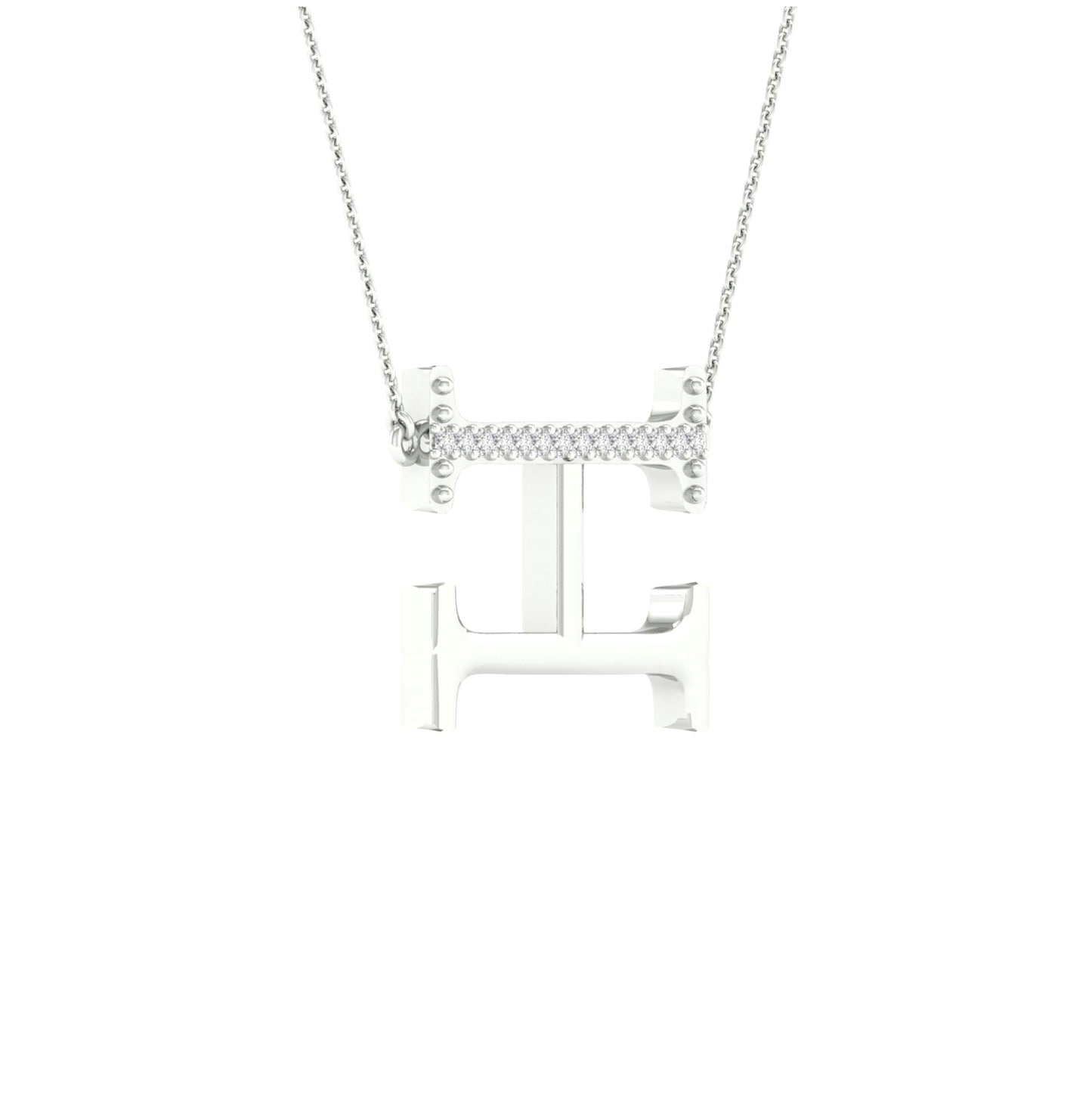 10kt White Gold 1/20ctw Diamond P1p2 Ladies Initial "h" Necklace