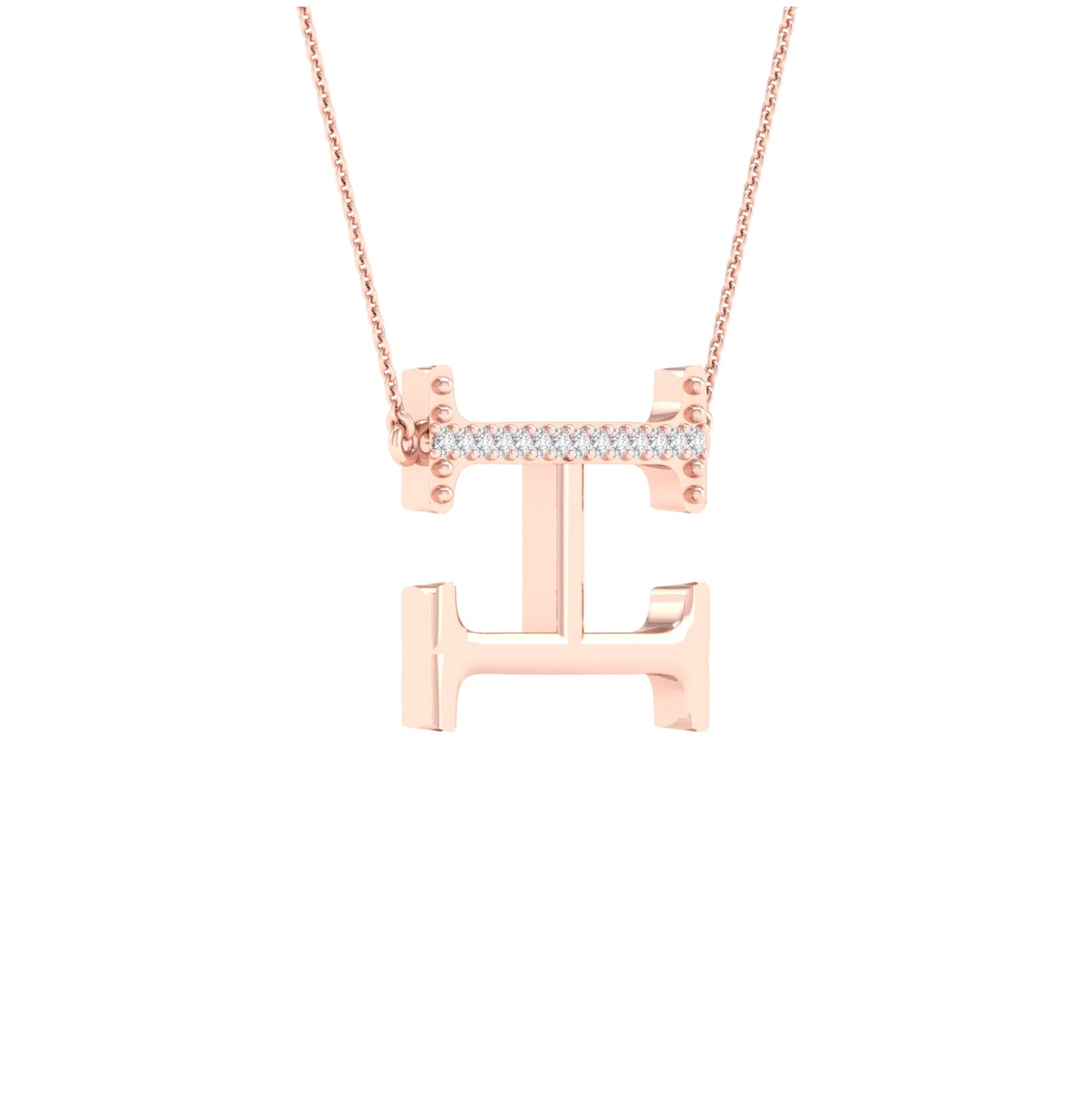 10kt Rose Gold 1/20ctw Diamond P1p2 Ladies Initial "h" Necklace