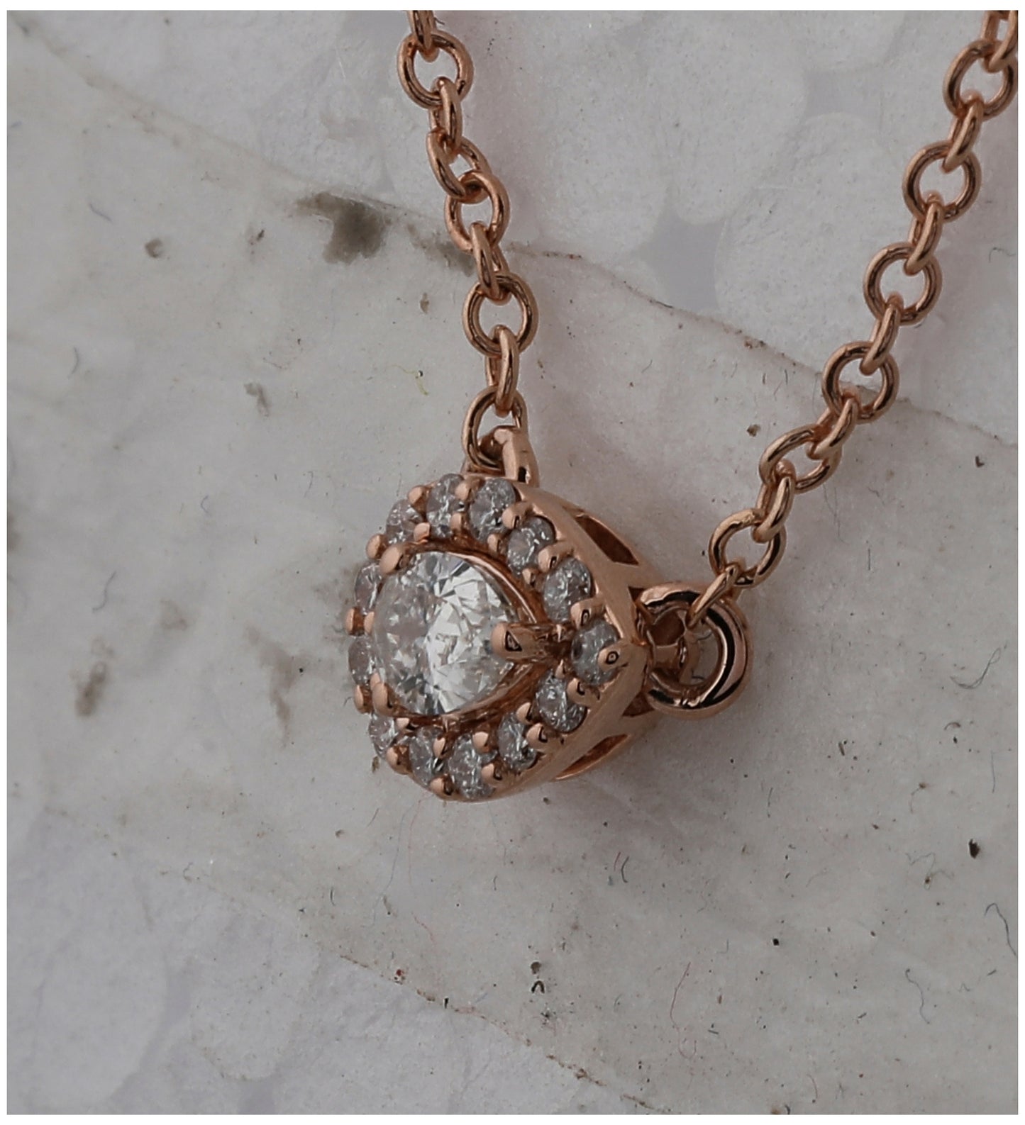 14K White Or Rose Gold Womens Pear Diamond Solitaire Necklace