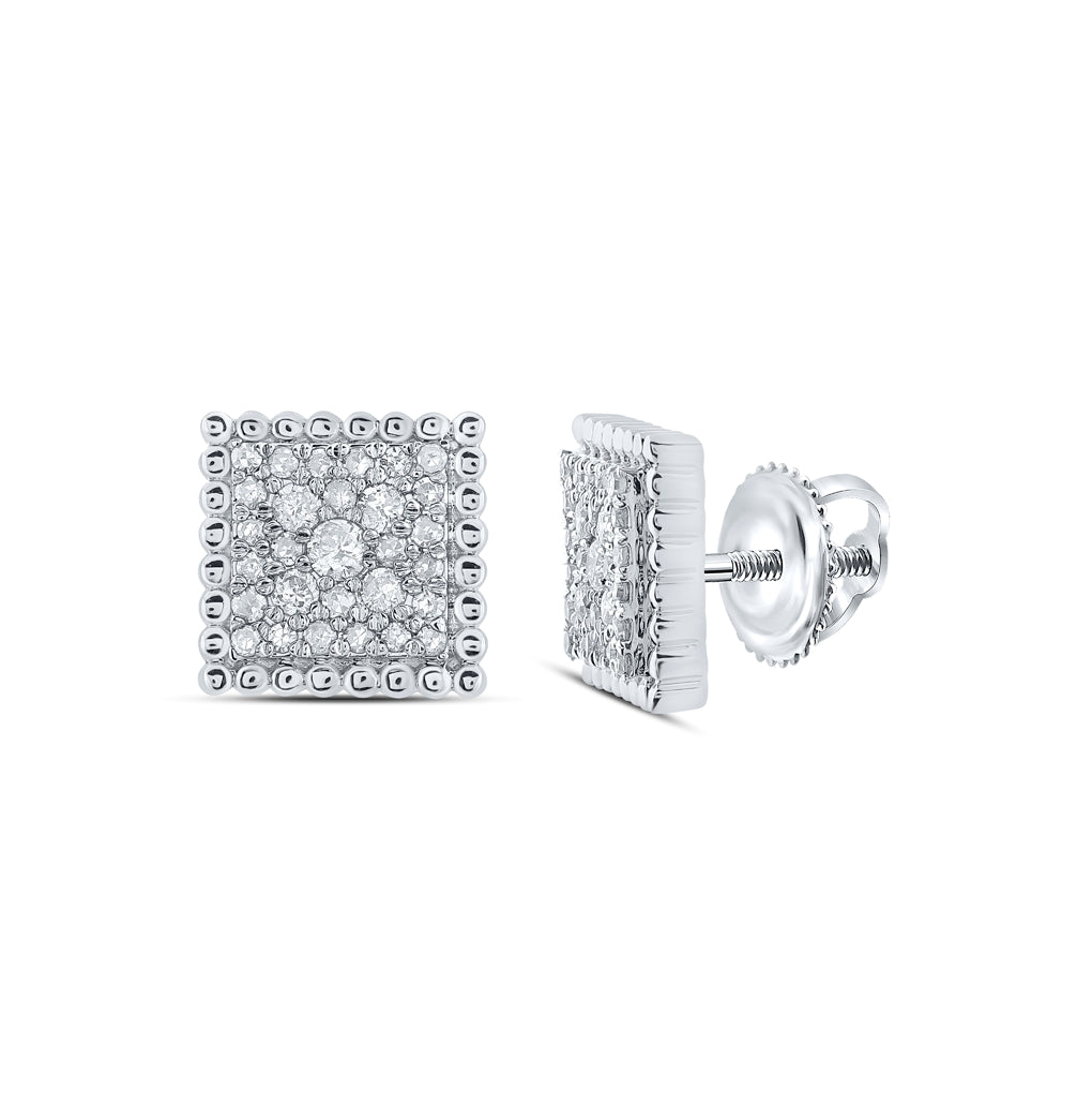 10kt White Gold 1/4ct Diamond Cn Fashion Square Earring