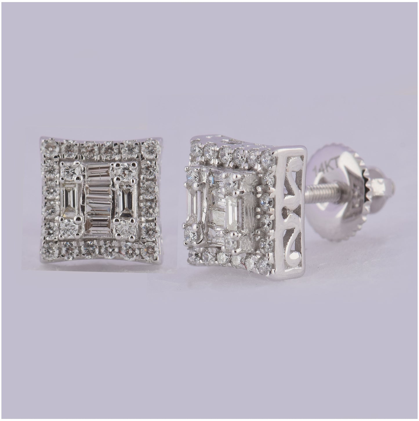 14kt White Gold 1/2ctw Diamond Cn Diana Fashion Square Earring
