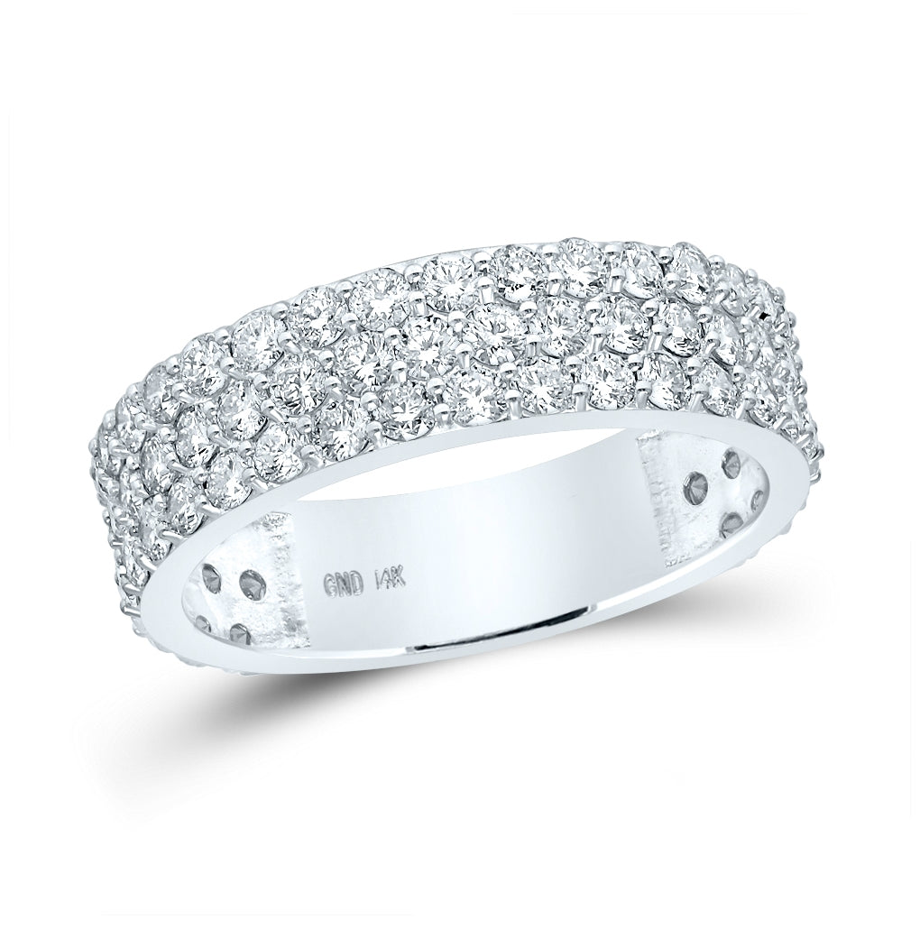 14K White Gold Mens Round Diamond Pave Band Ring 2-7/8 Cttw, Mens Size: 7-13