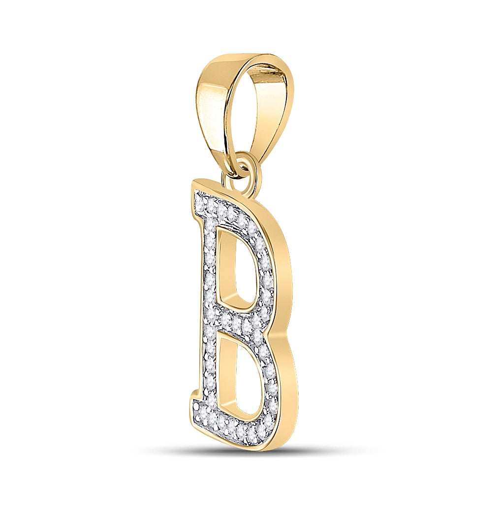 10K White Or Yellow Gold Womens Round Diamond Initial B Letter Pendant