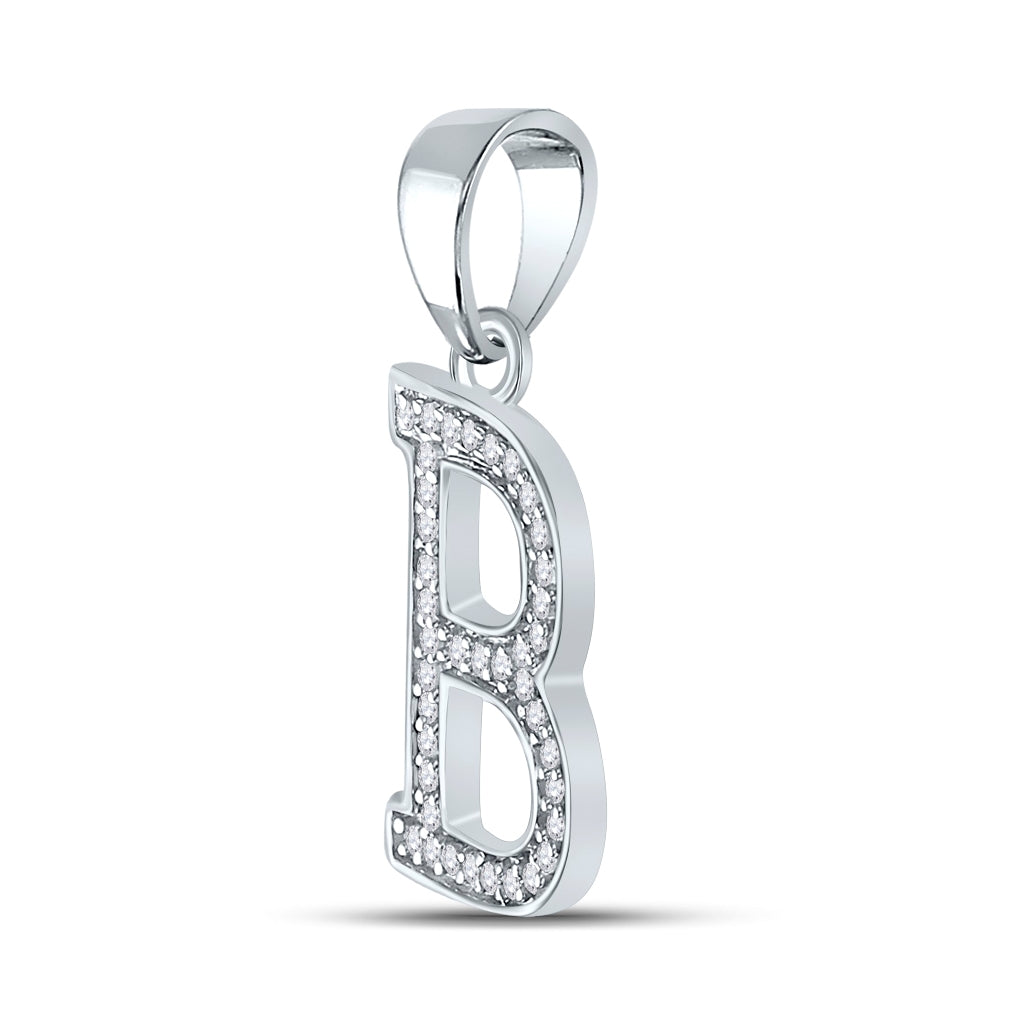 10K White Or Yellow Gold Womens Round Diamond Initial B Letter Pendant
