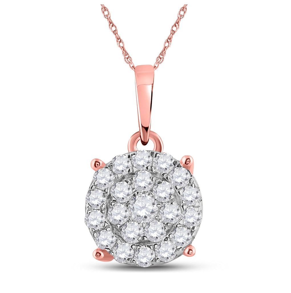 10kt Rose Gold 1 1/2ctw Diamond Cindy Round Pendant