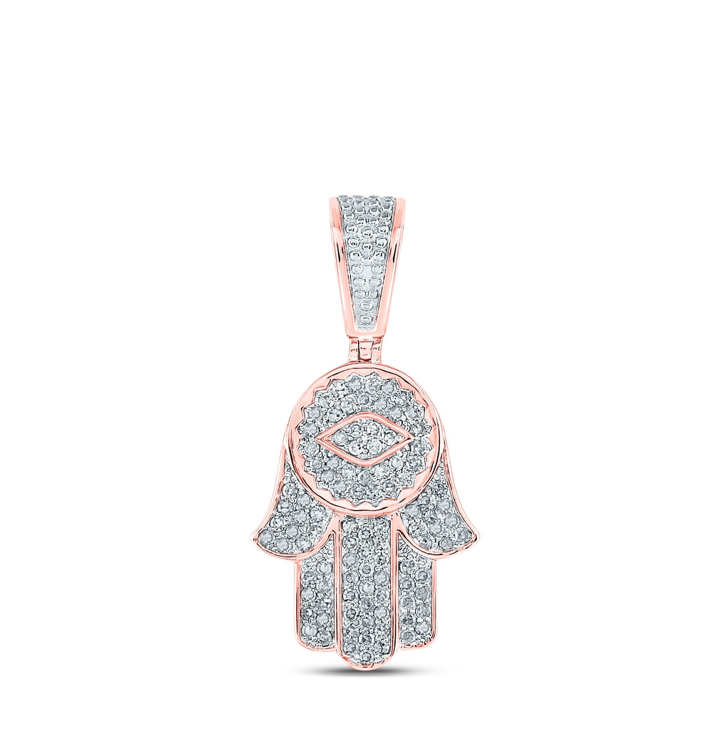 10kt Rose Gold 7/8ctw Diamond Cn Humza Mens Charm