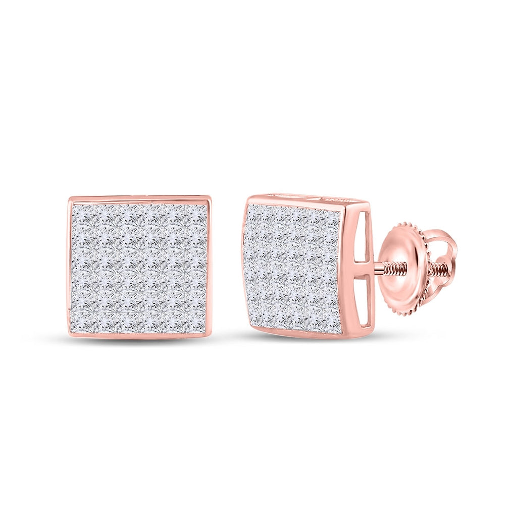 14kt Rose Gold 1 Ctw Diamond Cn Invisible Square Earring