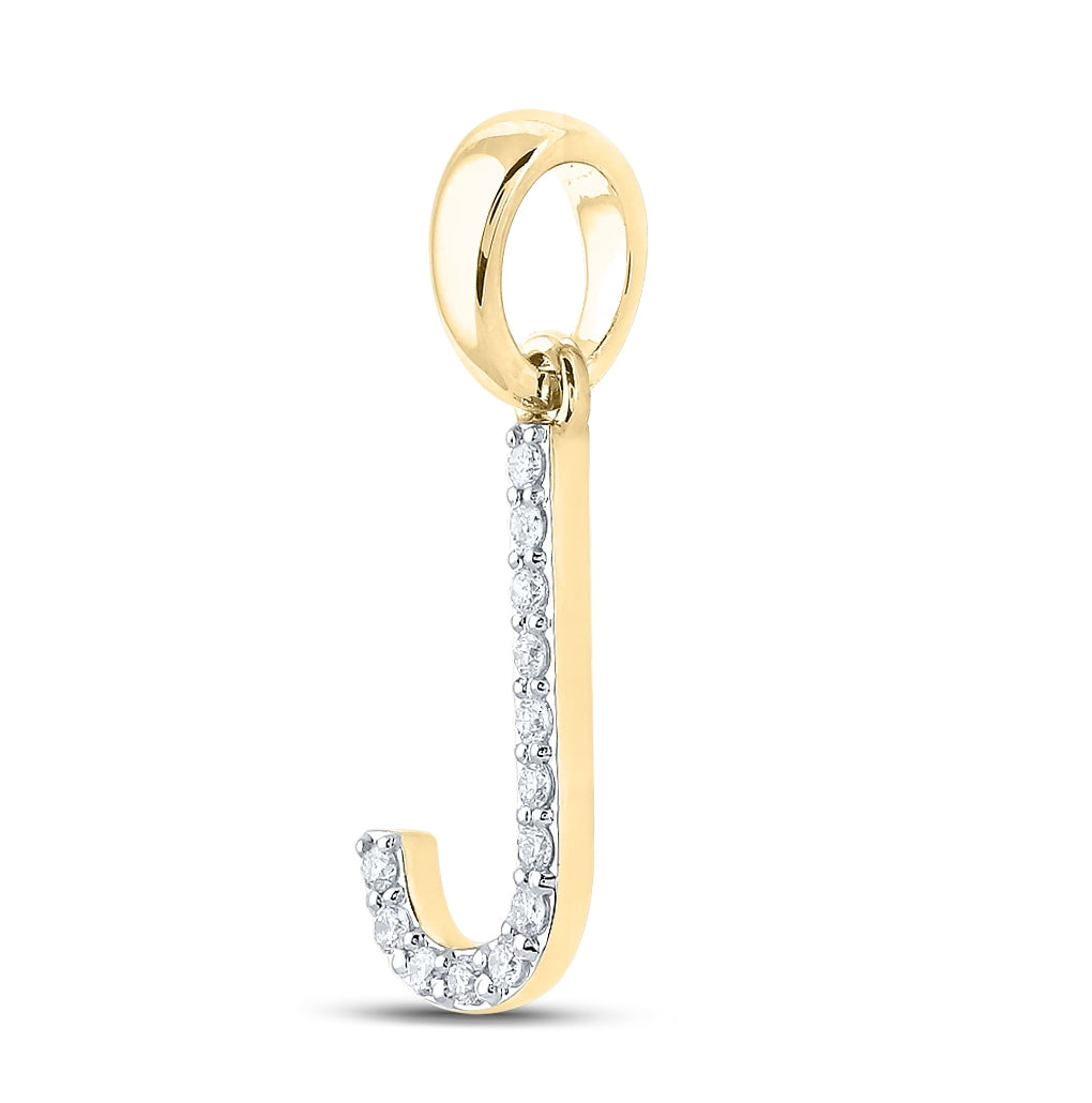 10K White Or Yellow Gold Womens Round Diamond J Initial Letter Pendant