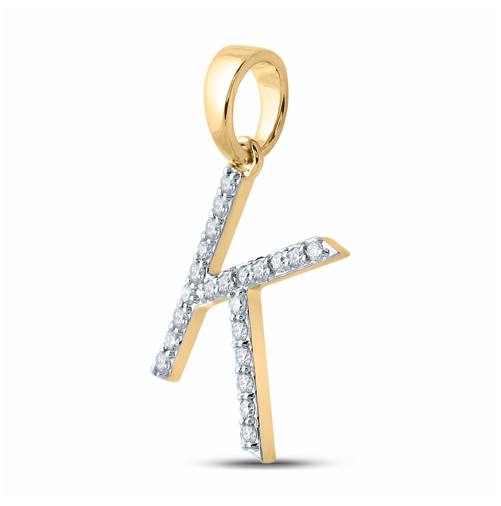 10K White Or Yellow Gold Womens Round Diamond K Initial Letter Pendant