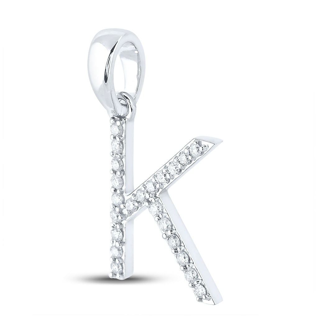 10K White Or Yellow Gold Womens Round Diamond K Initial Letter Pendant