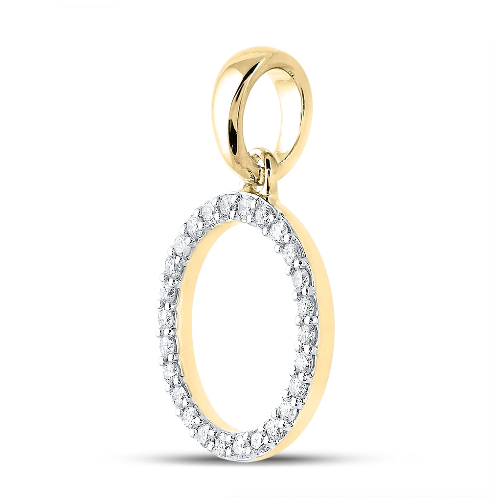 10K White Or Yellow Gold Womens Round Diamond O Initial Letter Pendant