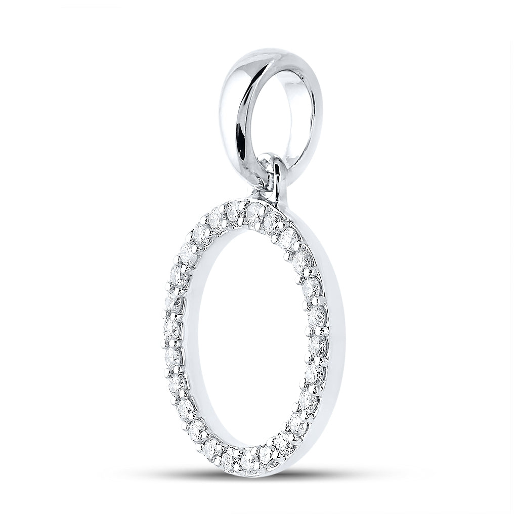 10K White Or Yellow Gold Womens Round Diamond O Initial Letter Pendant