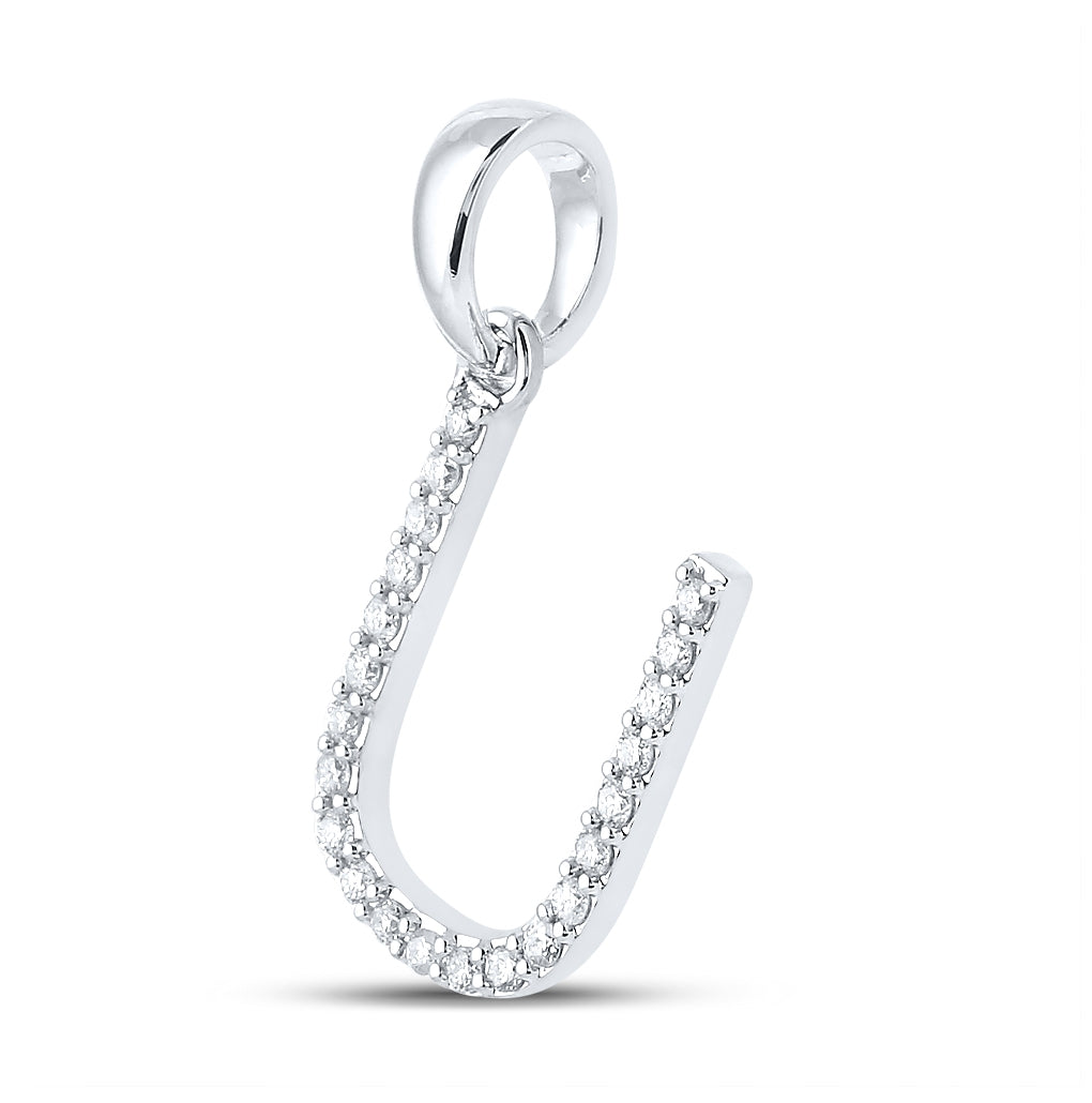 10K White Or Yellow Gold Womens Round Diamond U Initial Letter Pendant