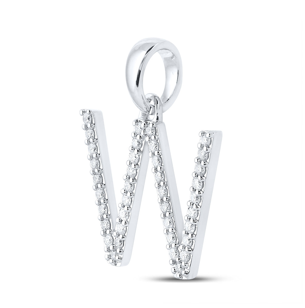 10K White Or Yellow Gold Womens Round Diamond W Initial Letter Pendant