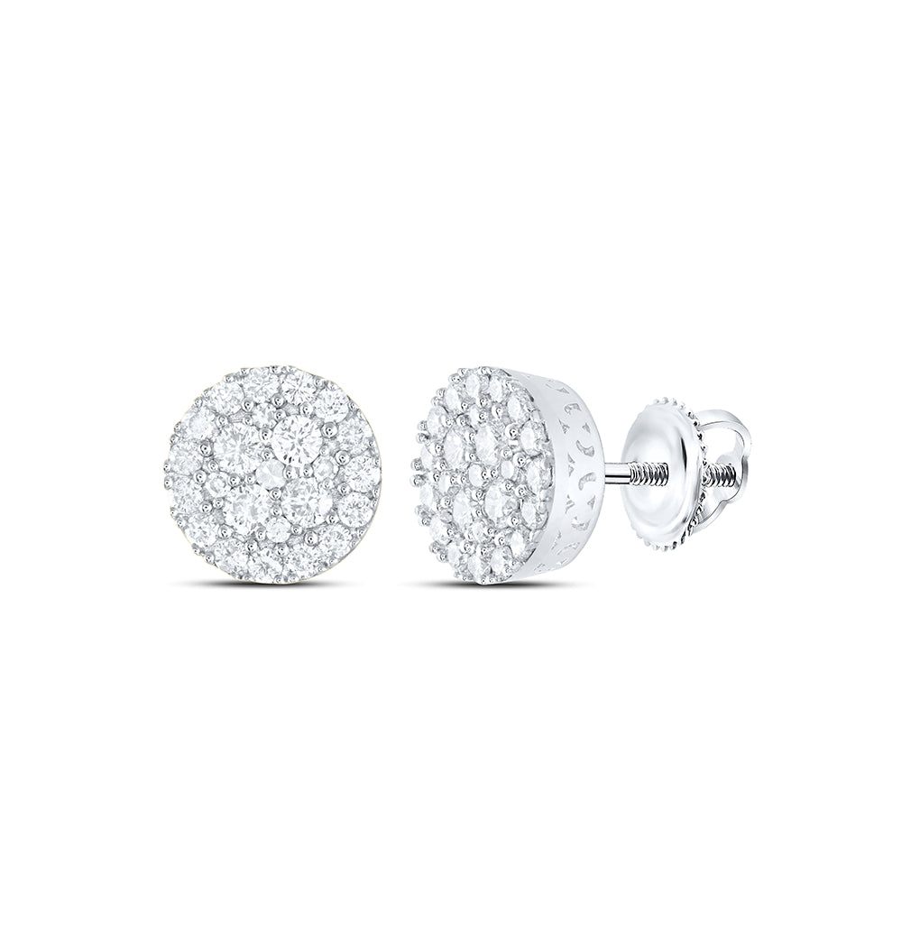 10K White Or Yellow Gold Round Diamond Cluster Earrings